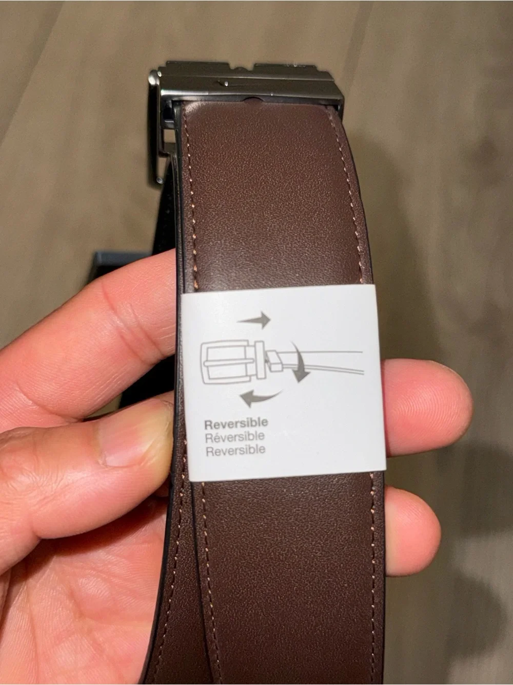 Nike Men’s Core Reversible Belt Black Brown XL 42-44 Gunmetal Swoosh Buckle NWT